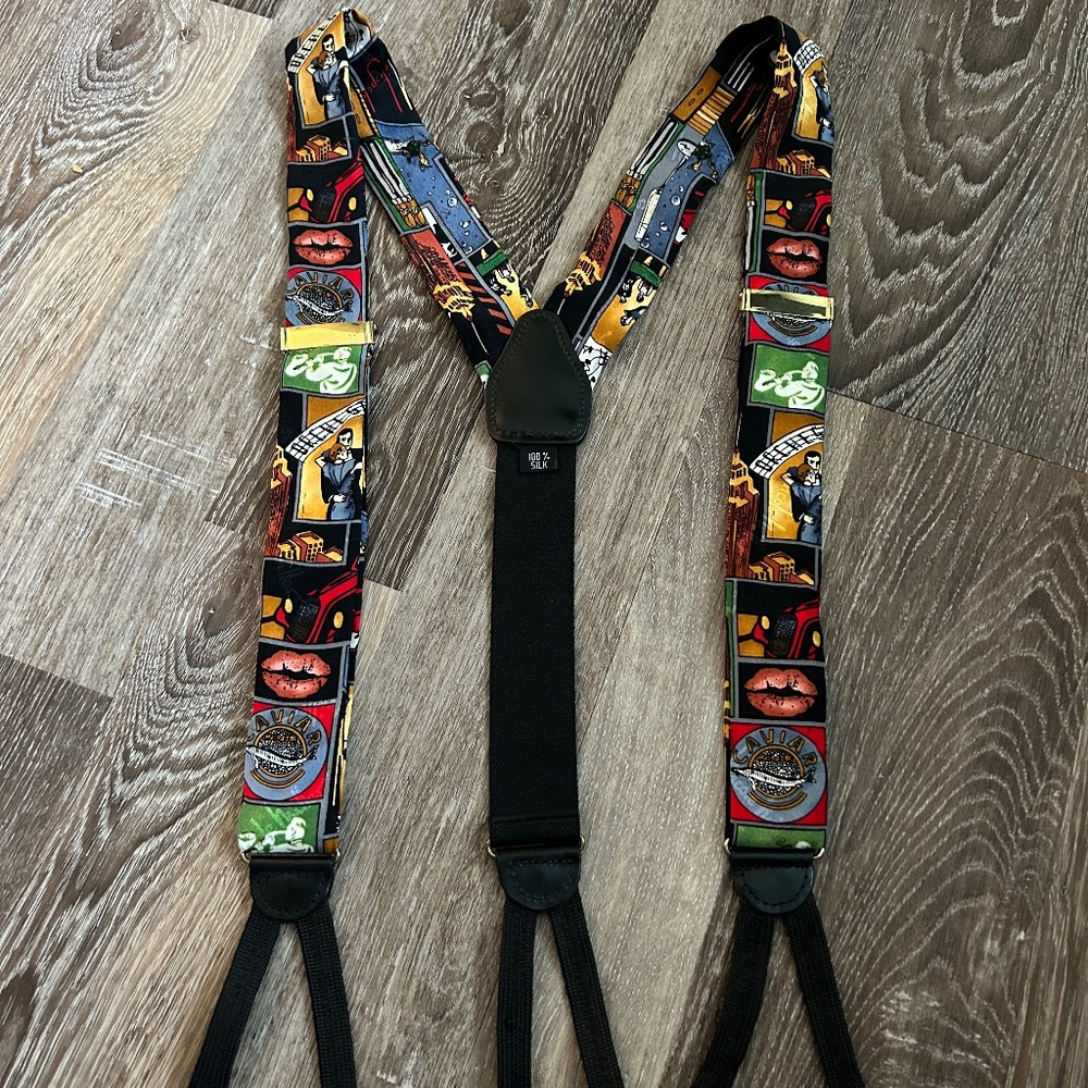 Source Unknown Multicolor Graphic Patchwork Men's Suspenders